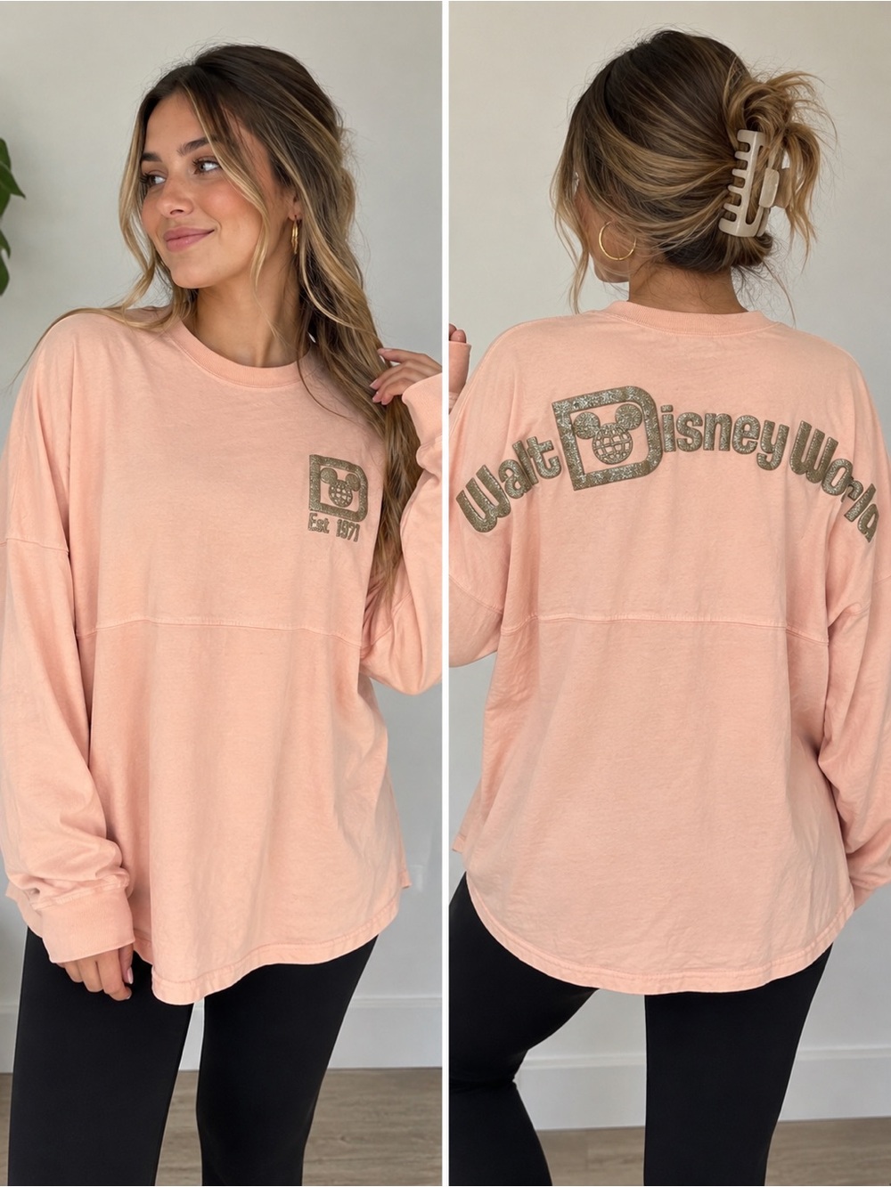 Disney Parks Spirit Jersey Walt Disney World Rose Gold Glitter Pink M